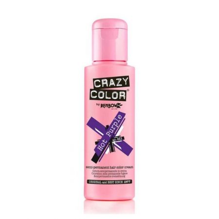 Crazy Color Semi Permanent Hair Colour Cream Hot Purple 100ml